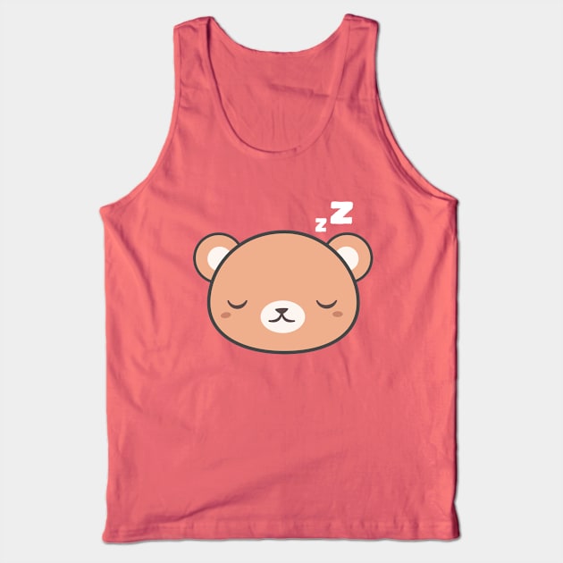 Sleepy Kawaii Cute Brown Bear Tank Top by happinessinatee